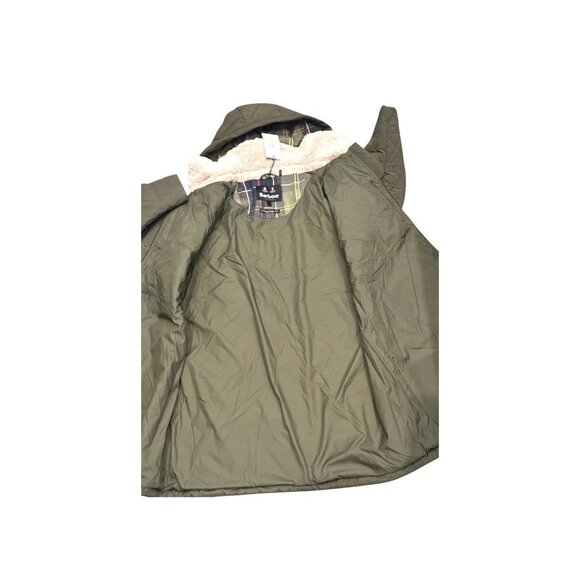 Barbour Womens Olive Green Quilted Hooded Coat With Sherpa Lining Size 1X - Picture 6 of 9